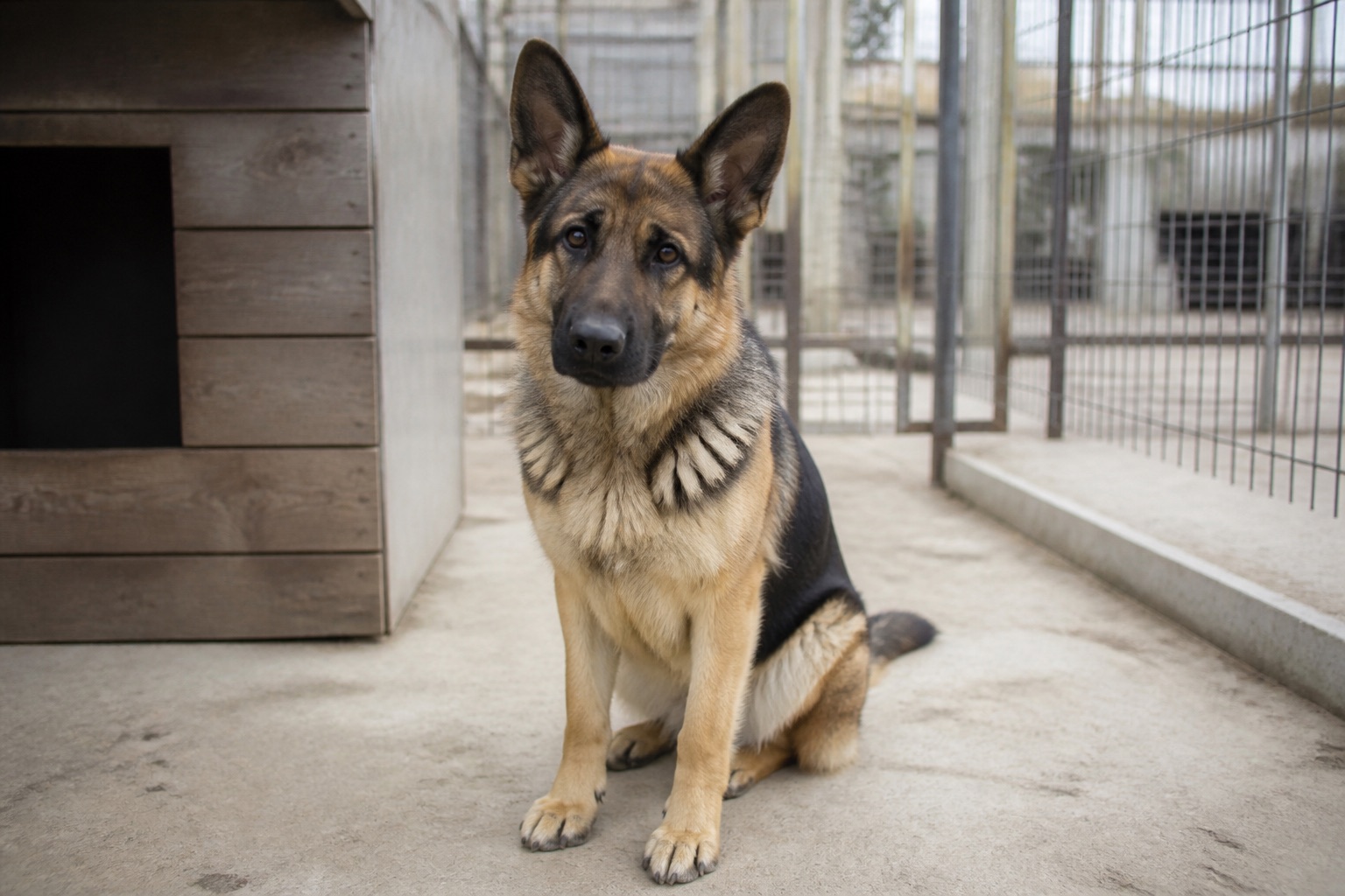 Reinrassiger Schäferhund wartet im Tierheim auf ein neues Zuhause